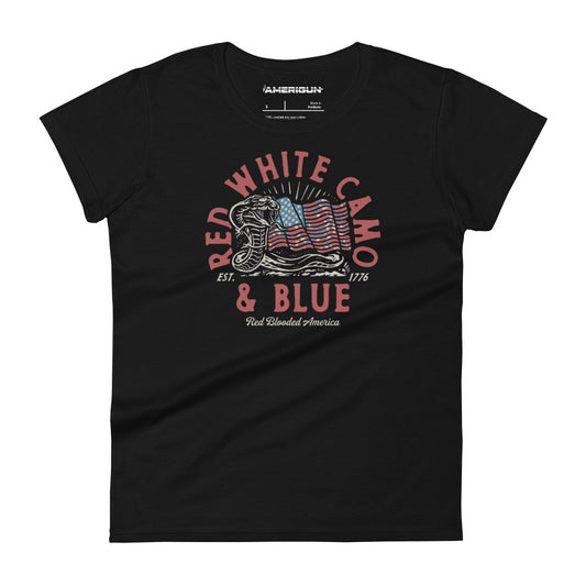 Red White Camo and Blue Women's T-Shirt